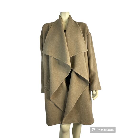 NWT Lauren Ralph Lauren truffle color draped waterfall open front coat size med - Picture 3 of 16